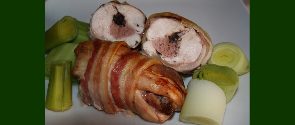 Chicken breasts stuffed with sausage meat and black pudding
